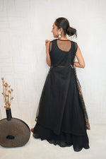 Black Designer Embroidered Net Crop Top