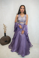 Rich Lavender Designer Embroidered Crop Top