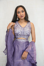 Rich Lavender Designer Embroidered Crop Top