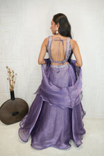 Rich Lavender Designer Embroidered Crop Top