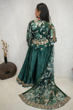 Deep Green Designer Embroidered Crop Top