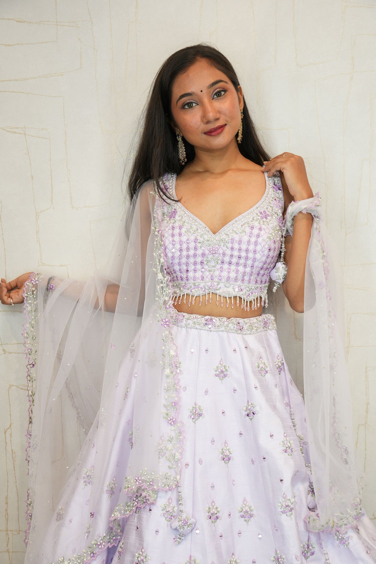 Embroidered Lehenga Set (Lavender)