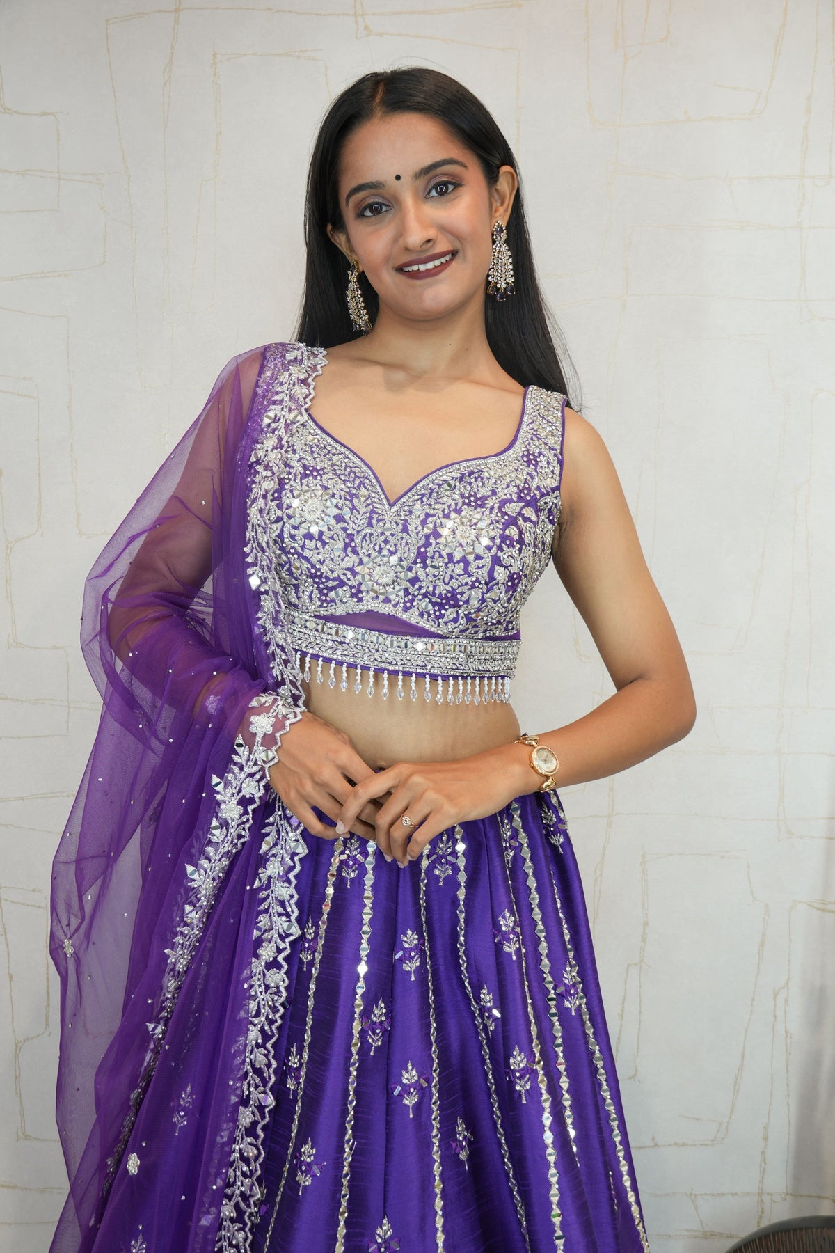 Embroidered Lehenga Set (Royal Violet)