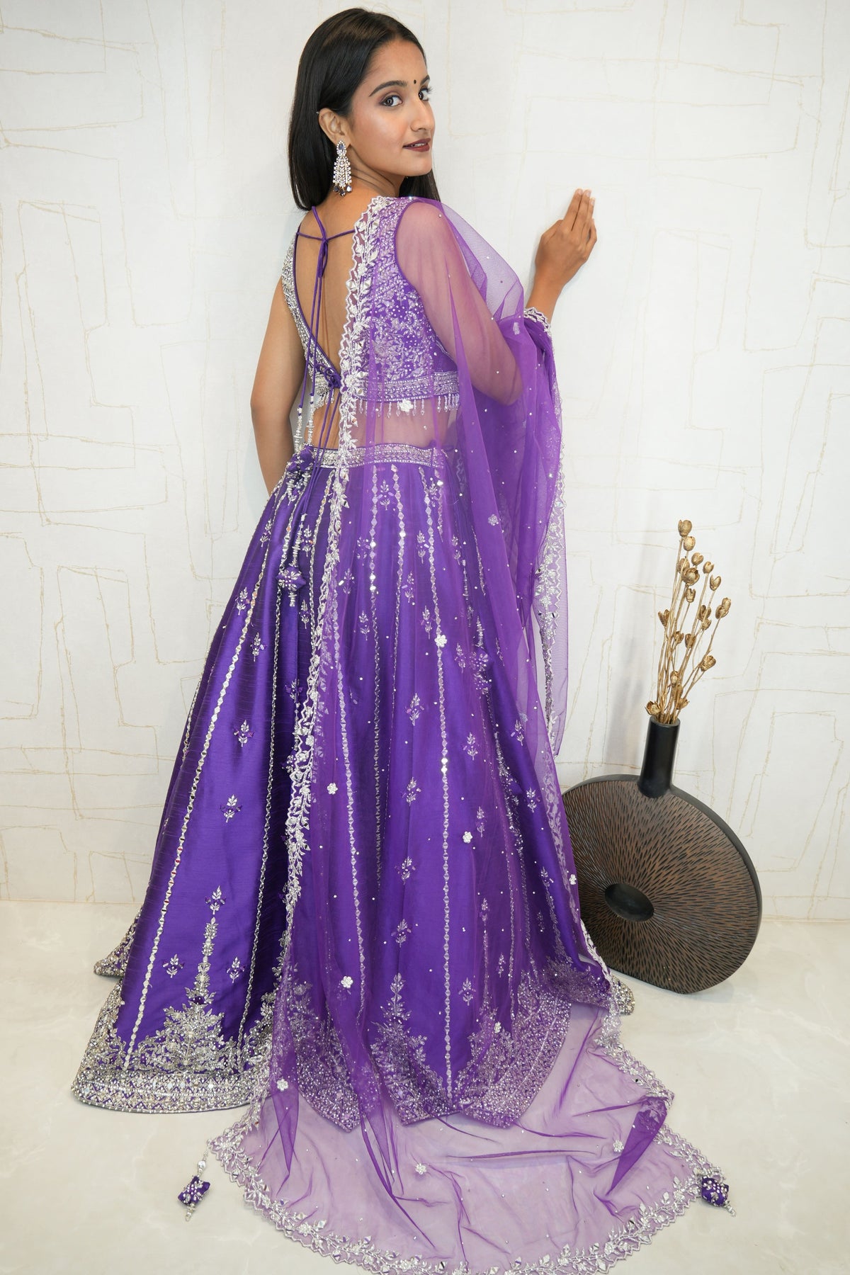 Embroidered Lehenga Set (Royal Violet)