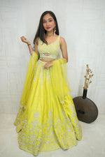 Embroidered Lehenga Set (Neon Yellow)