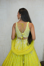 Embroidered Lehenga Set (Neon Yellow)