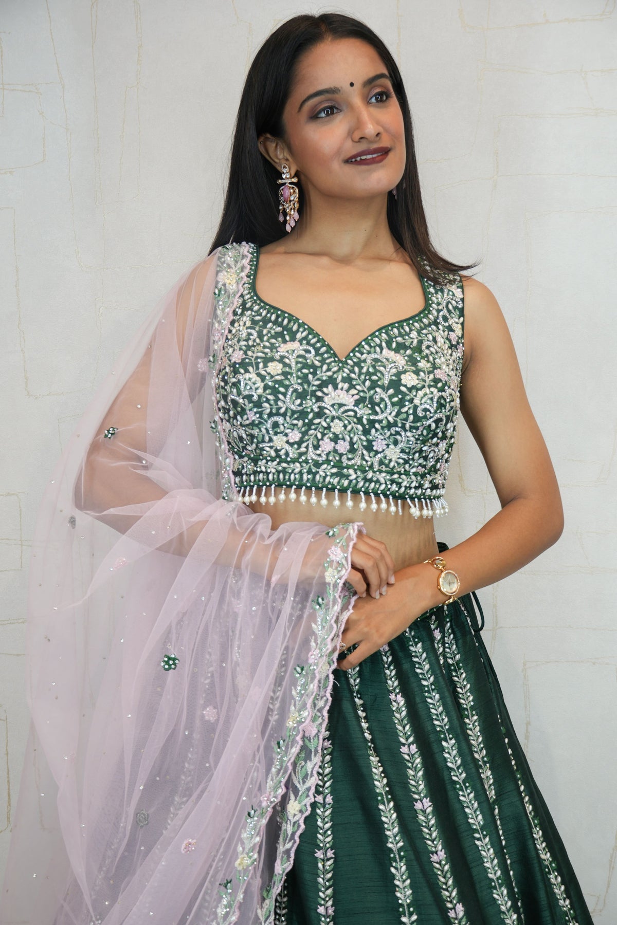 Embroidered Lehenga Set (Emerald Green)