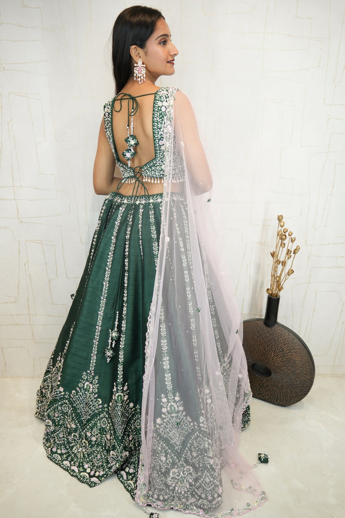 Embroidered Lehenga Set (Emerald Green)