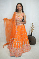 Embroidered Lehenga Set (Bright Orange)