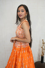 Embroidered Lehenga Set (Bright Orange)
