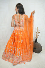 Embroidered Lehenga Set (Bright Orange)