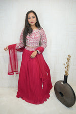 Embroidered Crop Top with Pleated Lehenga