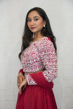 Embroidered Crop Top with Pleated Lehenga