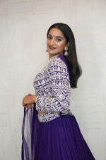 Embroidered Crop Top with Pleated Lehenga