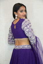Embroidered Crop Top with Pleated Lehenga