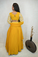 Embroidered Crop Top with Pleated Lehenga