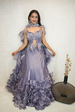 Designer Ruffle Lehenga with Sequin Crop Top