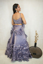 Designer Ruffle Lehenga with Sequin Crop Top