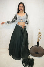 Mirror Embellished Green Lehenga Set