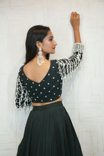 Mirror Embellished Green Lehenga Set