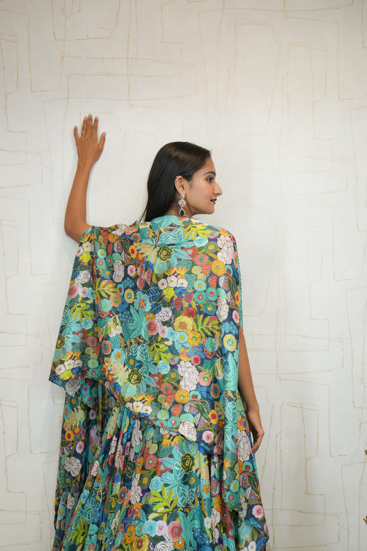 Floral Embroidered Lehenga Set with Shrug