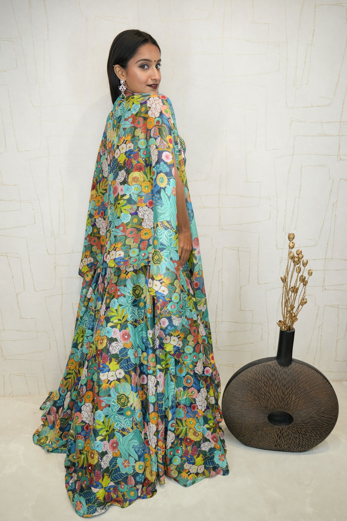 Floral Embroidered Lehenga Set with Shrug