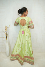 Light Green Embroidered Lehenga with Maroon Dupatta
