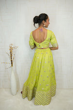Lime Green Mirror Work Lehenga Choli