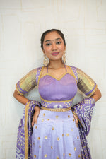 Lavender Embroidered Lehenga with Bandhani Dupatta