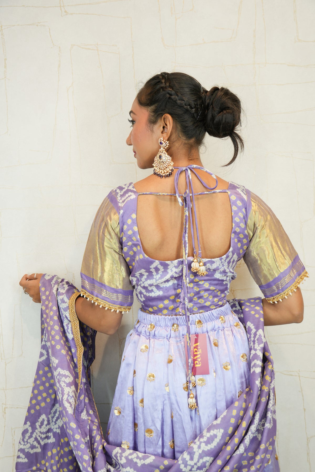 Lavender Embroidered Lehenga with Bandhani Dupatta