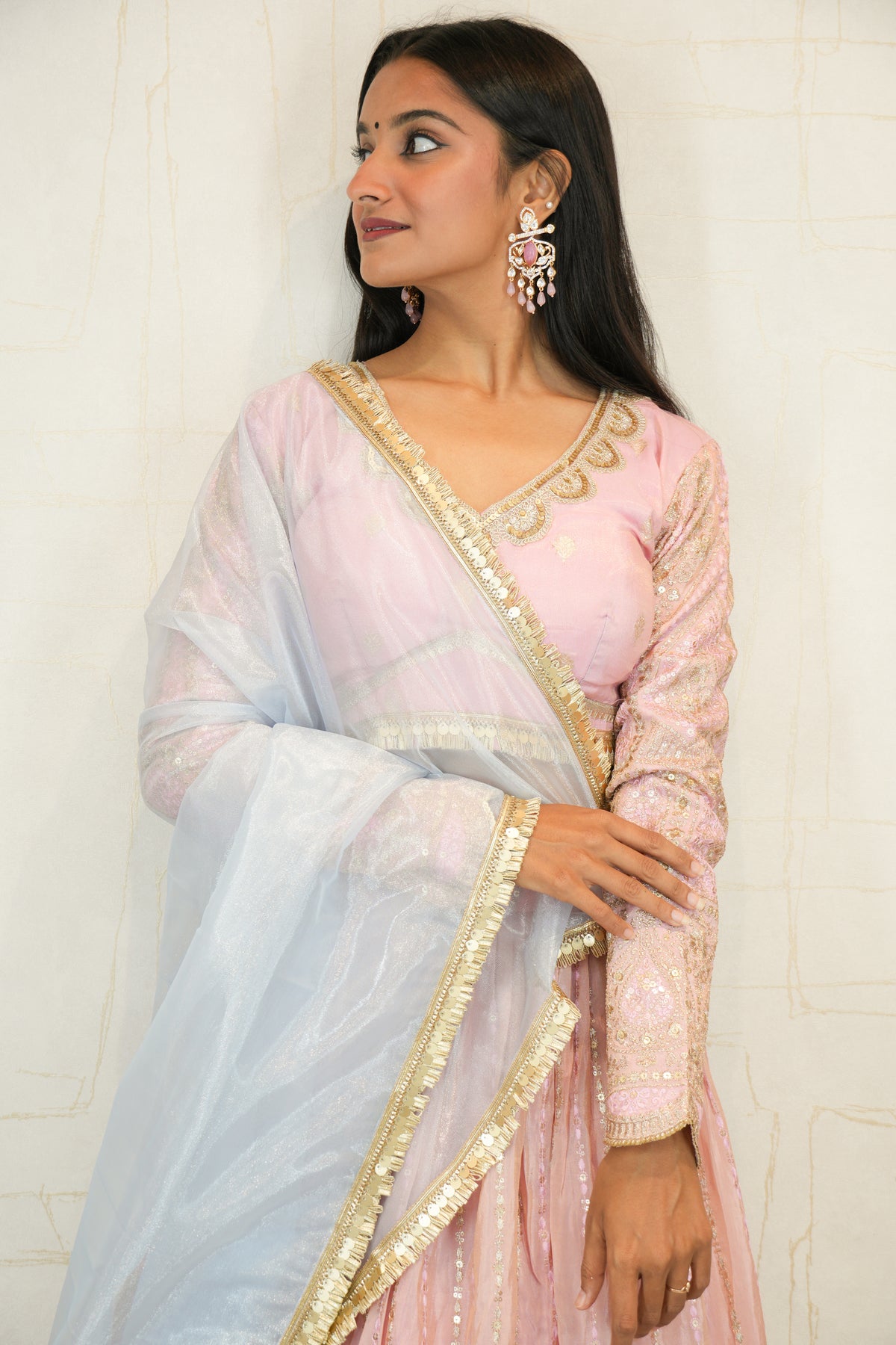 Pink Embroidered Lehenga Choli with Dupatta