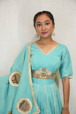 Aqua Blue Embroidered Lehenga Set