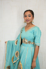 Aqua Blue Embroidered Lehenga Set