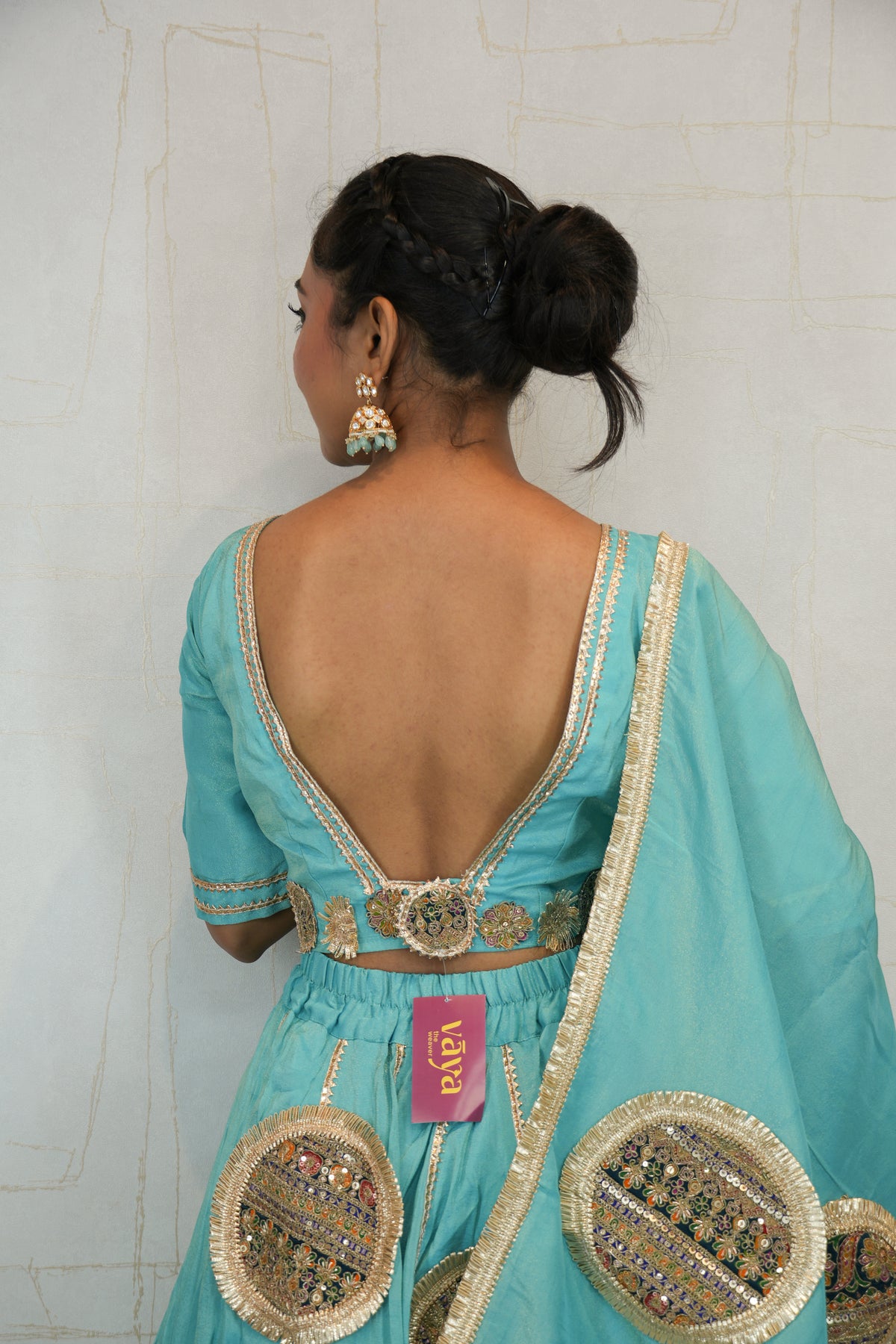 Aqua Blue Embroidered Lehenga Set
