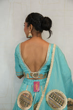 Aqua Blue Embroidered Lehenga Set