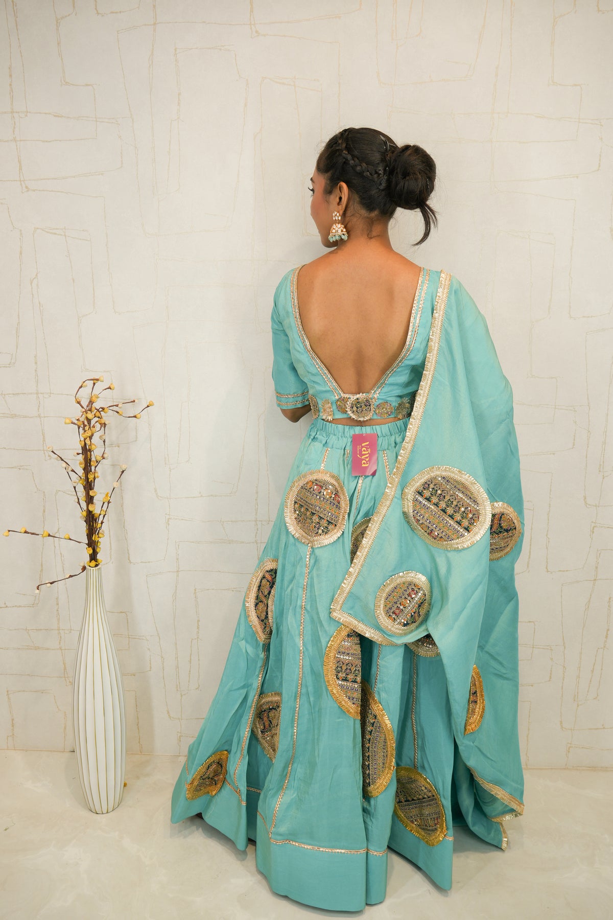 Aqua Blue Embroidered Lehenga Set