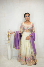 Ivory & Lavender Embroidered Lehenga Set