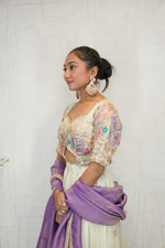 Ivory & Lavender Embroidered Lehenga Set