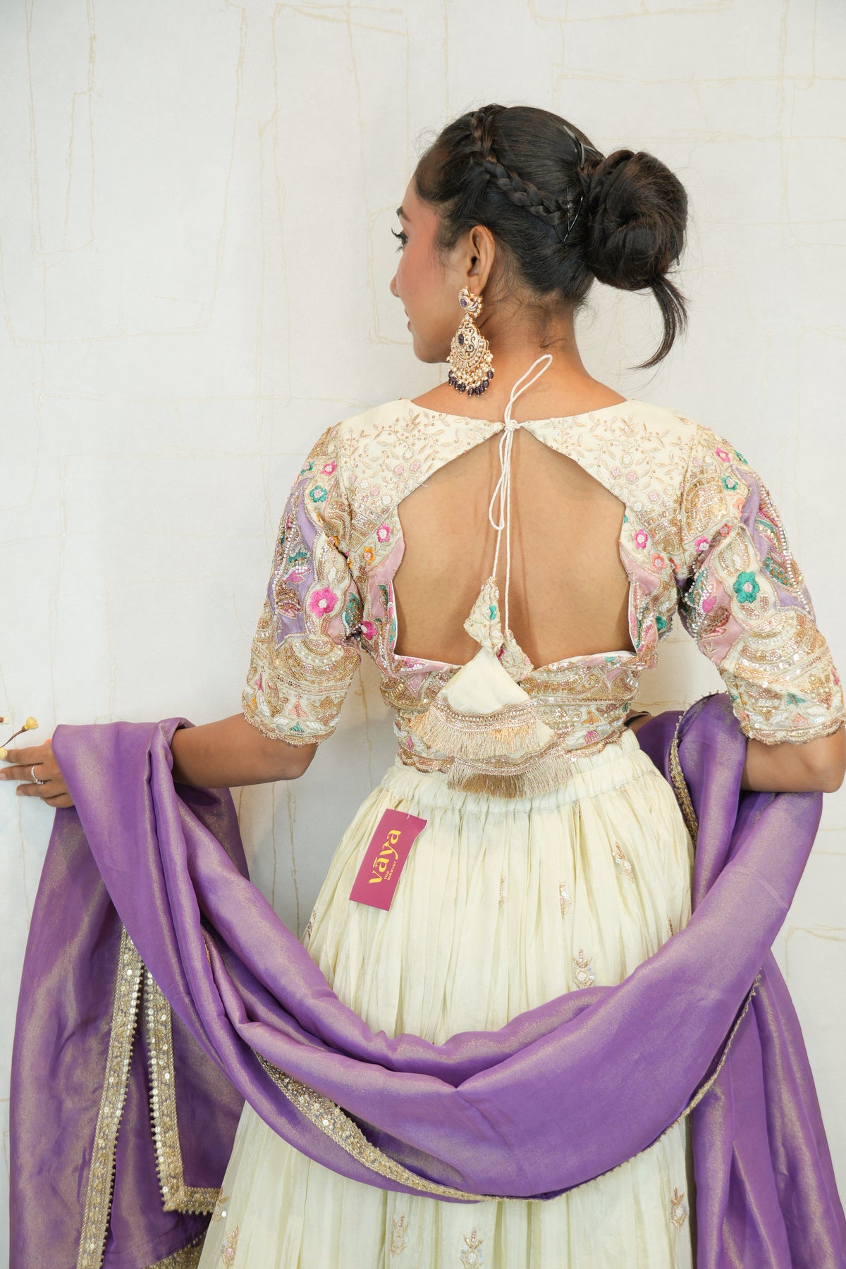 Ivory & Lavender Embroidered Lehenga Set