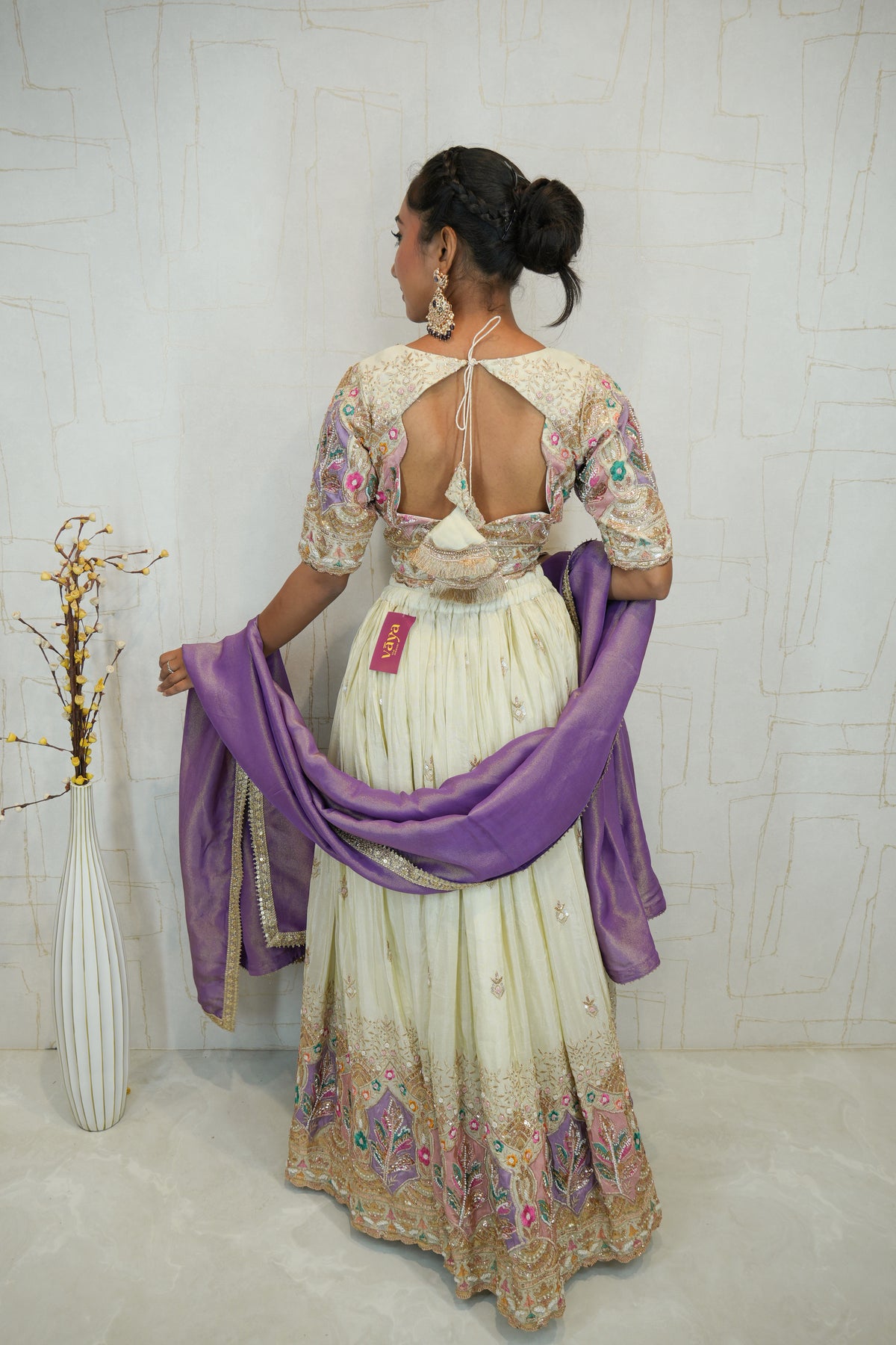 Ivory & Lavender Embroidered Lehenga Set