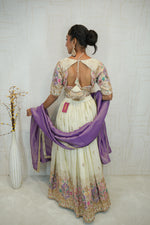 Ivory & Lavender Embroidered Lehenga Set