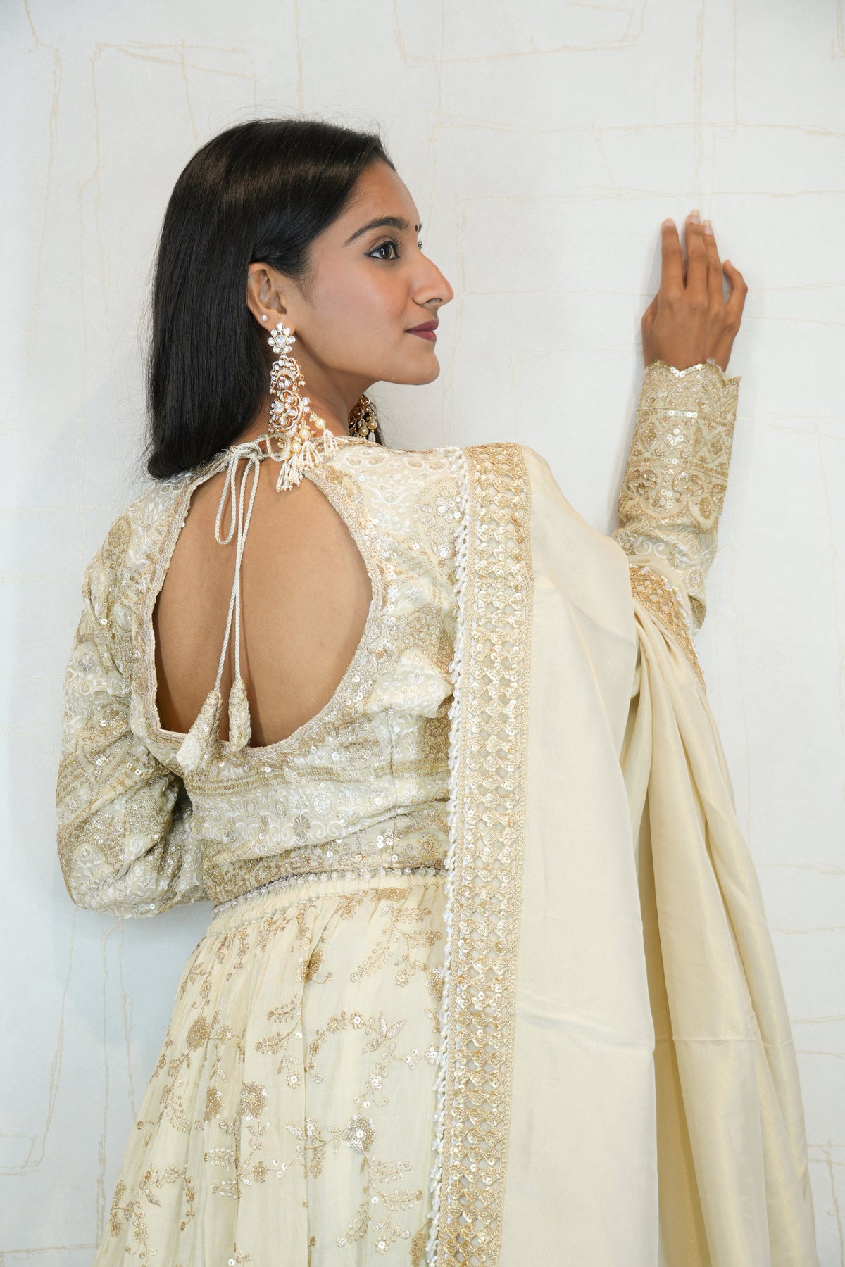 Elegant Ivory Embroidered Lehenga Set