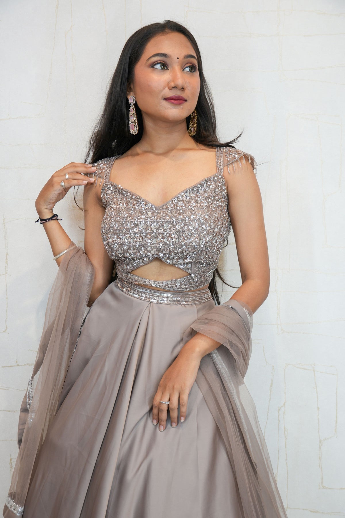 Sparkle Embellished Sleeveless Crop Top