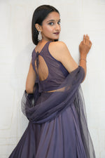 Deep Purple Designer Embroidered Crop Top