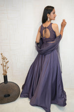 Deep Purple Designer Embroidered Crop Top