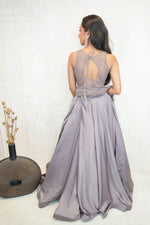 Smoky Lavender Designer Embroidered Crop Top