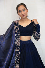 Midnight Bloom Embroidered Lehenga Set