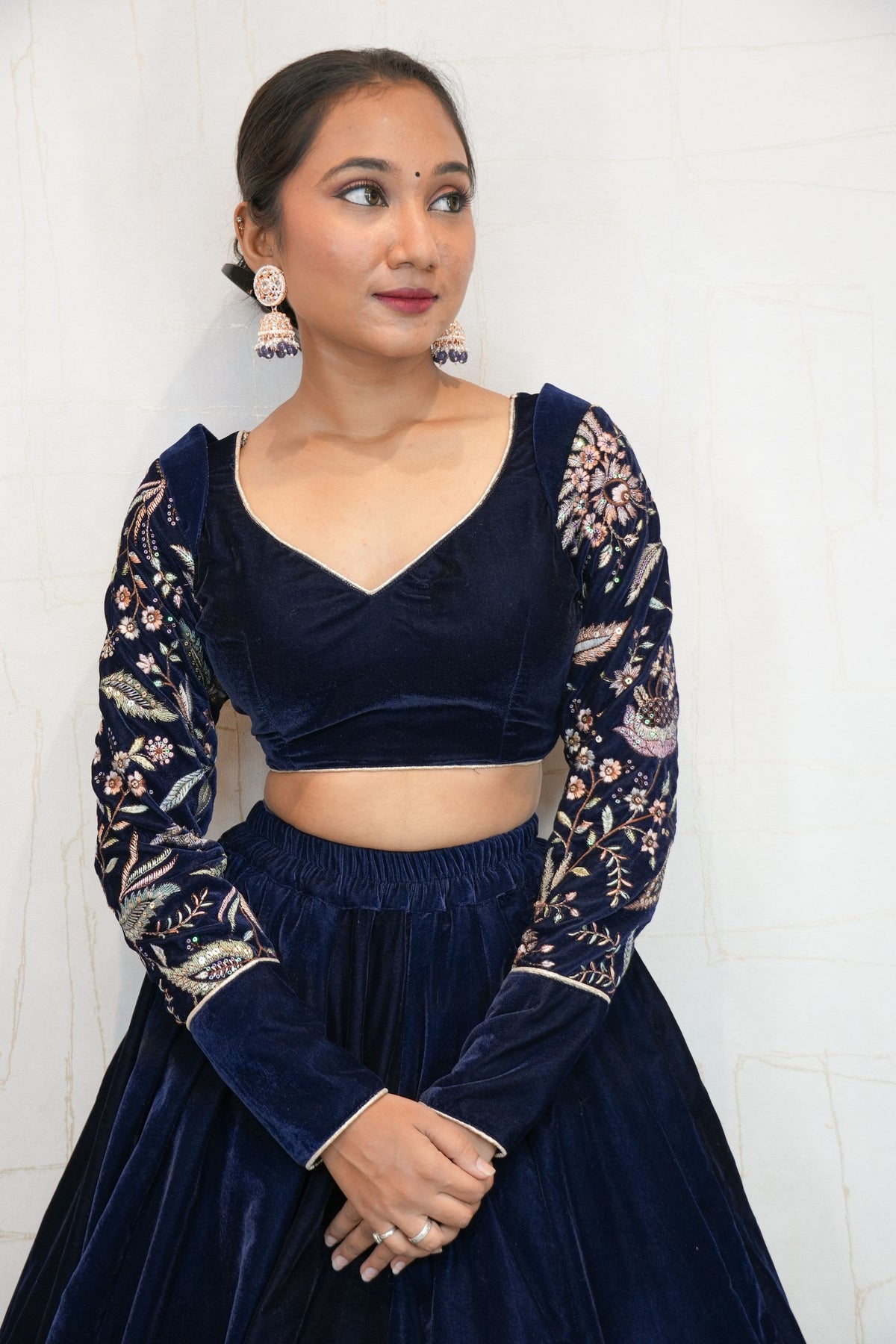 Midnight Bloom Embroidered Lehenga Set