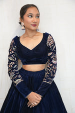 Midnight Bloom Embroidered Lehenga Set