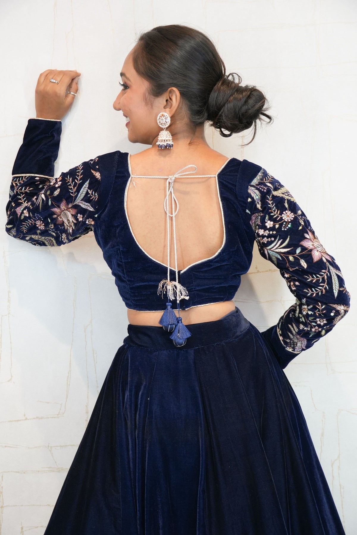 Midnight Bloom Embroidered Lehenga Set